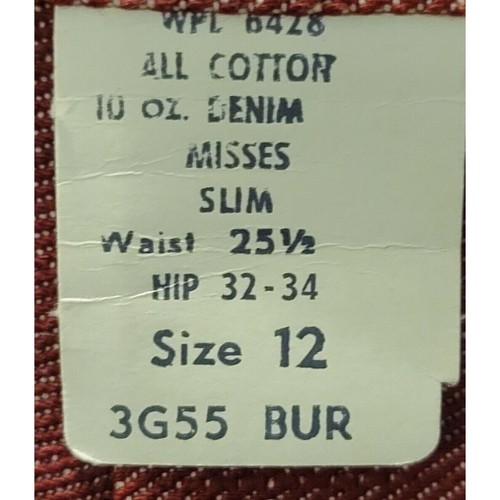 Vtg 50s Deadstock Blue Bell Western Denim Jeans SZ 12 Red Wranglers Slim VLV NOS - Picture 7 of 8
