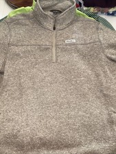 Eddie Bauer Men s XL Sherpa Fleece Quarter Zip Pullover Taupe Heather