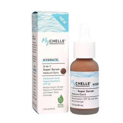 MyChelle Dermaceuticals, Hydrate 3 In 1 Super Serum SPF 30 Medium Dark, 1 Oz