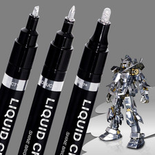 3PK Liquid Chrome Markers   Permanent Mirror Paint Pens for Metal Plastic Models