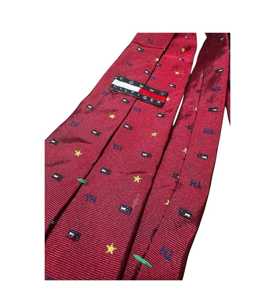 Corbata de seda Tommy Hilfiger vintage con estampado geométrico hecha en EE. UU. Foto 2 de 2