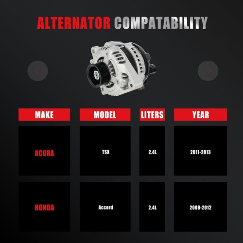 New Alternator Compatible for Honda for Accord 2.4L 2008-2012 for Acura for T... - Picture 2 of 7