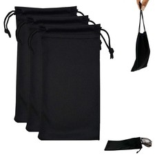 3 Pc Microfiber Black Pouch Bag Soft Premium Case Sunglasses Eyeglasses Cleaning