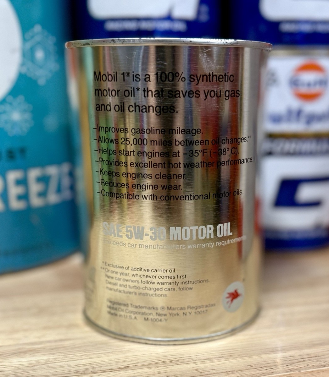Vintage Mobil 1 Motor Oil Can Quart Empty | eBay
