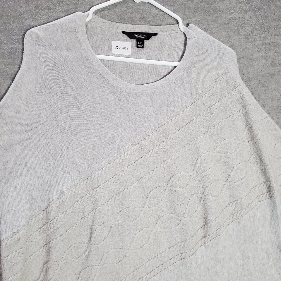 Suéter para mujer Simply Vera Wang XL gris poncho tejido con cable manga corta Foto 2 de 4