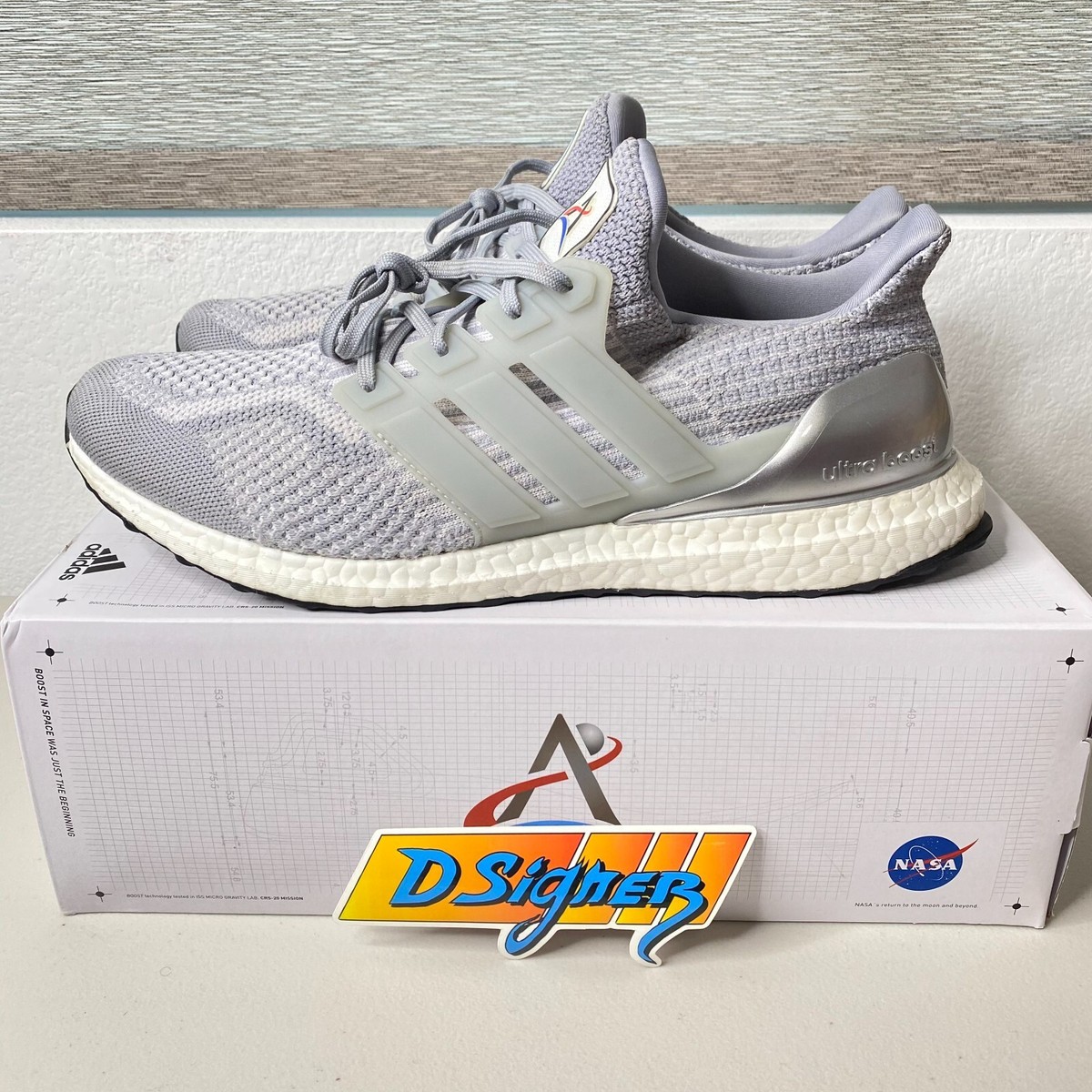 adidas Men's x NASA Ultraboost 5.0 DNA Running Shoes in Grey/Halo Silver Size 14.0 | Knit