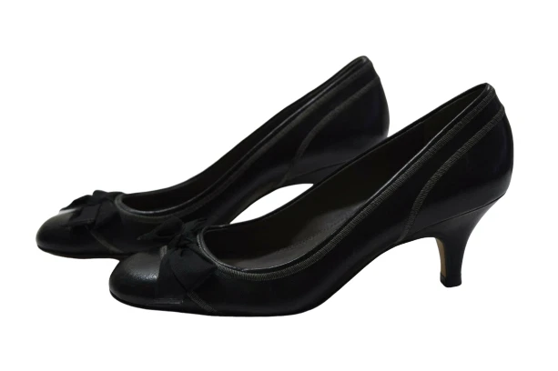 TAHARI女式威尼斯蝴蝶结皮鞋高跟鞋黑色高跟鞋6 — 第 2/4 张图片