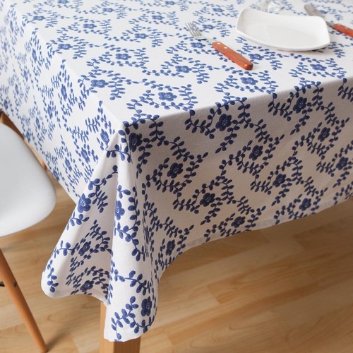 Blue And White Porcelain Tablecloth Dining Kitchen Table Cloth Tea Cover Decor - Foto 19 di 26