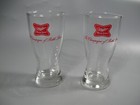 2 Vintage Miller High Life Champagne of Bottle Beer Bar Glasses 5-3/4" Set of 2