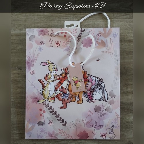 Winnie The Pooh Large Gift Bag & Tag/Birthday/Party/Present/Baby/Christening32cm - Picture 3 of 5