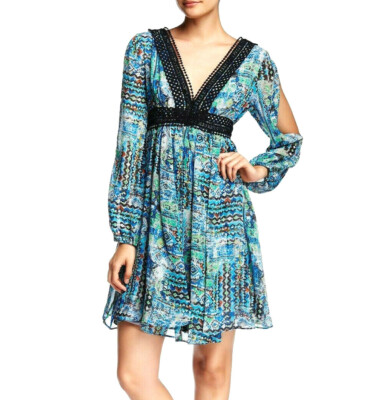halter cut dress Amelita Suiting Mini - Black Fringe Trim Split Hem Fit Model is 57 Back to Office Size:XSUSA