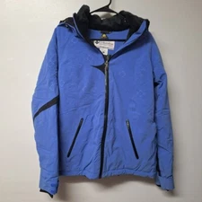 Columbia Winter Jacket Coat Blue Hooded Zip Pockets Womens Large Ski Snow Board