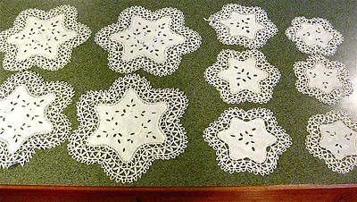 Vintage Bobbin Lace Doily Table Settings 34 piece Wedding Bridal Tea Party Lot 