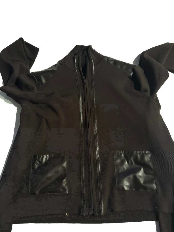 Suéter vintage 2 peças David Brooks XL marrom 2 bolsos frontais zíper completo Rn 65426 - Imagem 2 de 4