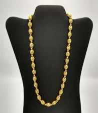 Napier Signed Necklace Gold Tone Filigree Beaded Egg Shape Classic Elegant 23"