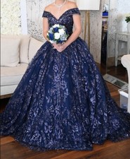 navy blue quinceanera dress