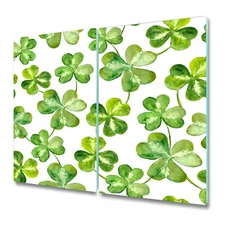 Tempered Glass Worktop Saver Watercolour with trefoils clover Green floral