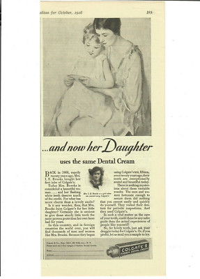1928 Colgate Ribbon Dental Cream Vintage Print Ad Woman Daughter Tooth Care