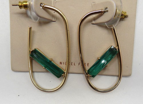 14th & Union Earrings Gold Tone Green Crystal Nickel Free New Nordstrom - Bild 8 von 9