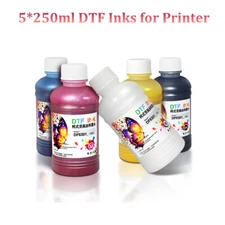 ACHI CYMKW 250ml DTF INK For Epson A3 DTF Heat Transfer T-Shirt Printer US Ship