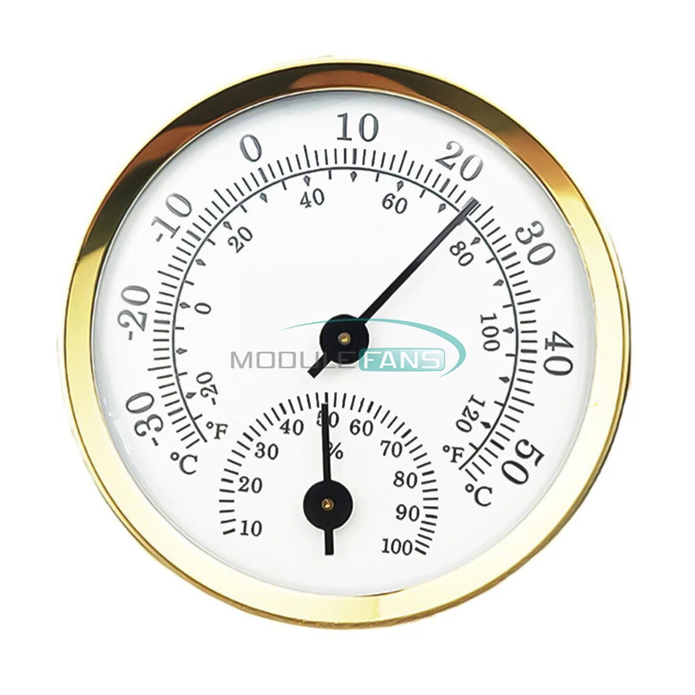 Indoor Analog Thermo-Hygrometer with 5 in. Dial and Stainless Steel Case