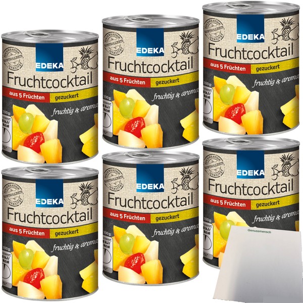 Edeka 5-Fruchtcocktail GroßE StüCke Gezuckert 6Er Pack 6X225G Dose Usy Block-image