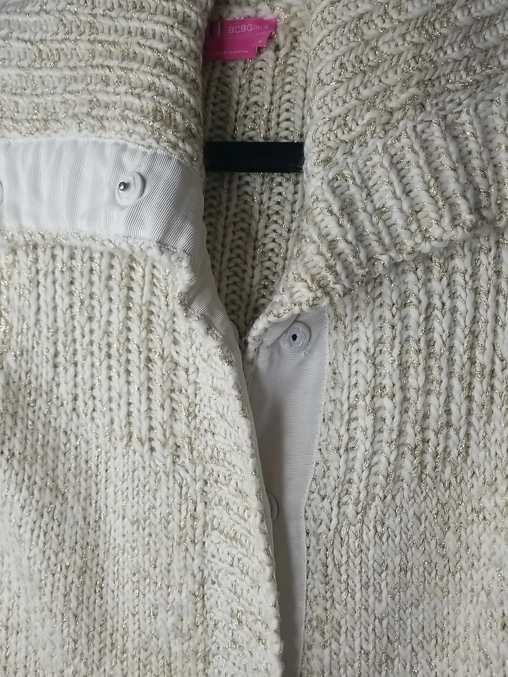 BCBG Girls Mid Length Cardigan Sparkle Cable Knit Sz Small - Image 4 of 4