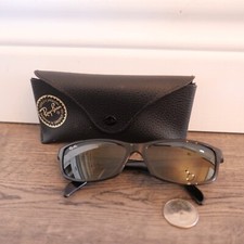 Ray-Ban RB2117 901-S Thick Polished Black Full Rim Rectangular Sunglasses Italy