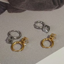 Small Hoop Earrings for Women Girls Minimalist Tiny Round Cubic Zirconia Drop