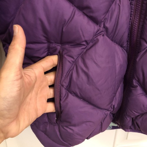 The North Face Girls Reversible Hooded Puffer Jacket Purple XL Plaid Checker - Picture 5 of 14
