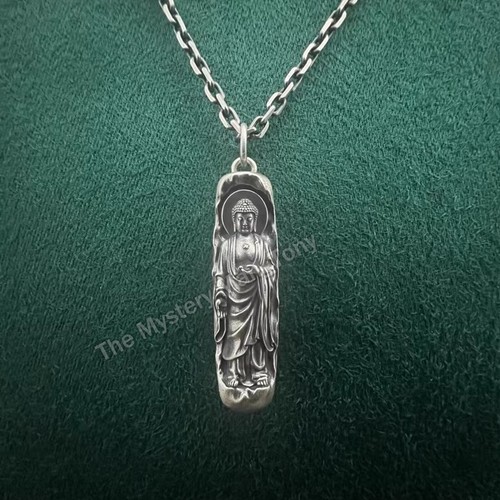 Handgefertigter massiver 925 Sterling Silber Amitabha Buddha Yoga Meditation Anhänger - Bild 1 von 8
