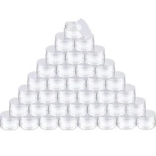 36 Pack, 1 OZ Plastic Jar small Round Clear Cosmetic Empty Jars Transparent Lids