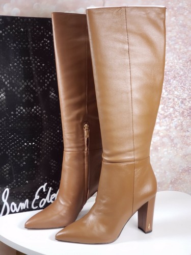 Sam Edelman - Leather Pointed-Toe Tall-Shaft Boots - Raakel - Cuoio Brown - Picture 2 of 6