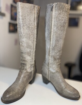 Snake Skin Knee-High Boots Heeled Soft-sided