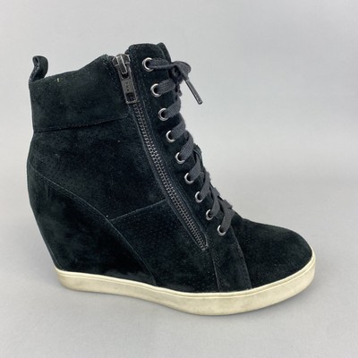 Pier One Gamuza Cuero Negro Cuña Oculta Zapatillas Botas Con Cordones  Cremallera 38 UK5 | eBay