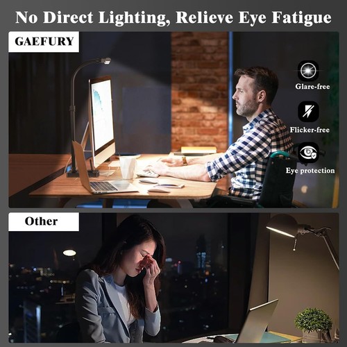 LED Desk Lamp for Home Office, 24W Bright with Phone Holder Black - Picture 4 of 7