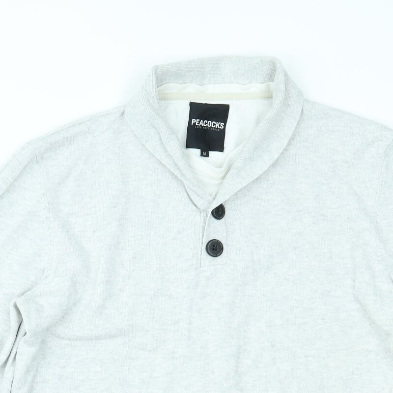 Peacocks Mens Grey Collared Cotton Blend Jumper Size M image 4