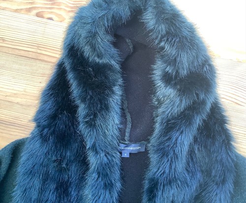 French Connection Faux Fur Cardigan with hood, forest green, excellent condition - Picture 5 of 6