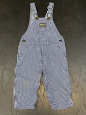 Vintage Osh Kosh B'Gosh VestBak Overalls Denim Striped Made in USA 24 Months