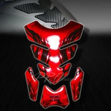3D Vinyl Fuel/Gas Tank Pad Protector Decal/Sticker Chromed Red+Black Tribal Fire