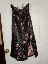 NWT Lulu's Strapless Embroidered Dress Black Floral Large Midi High Slit 10A