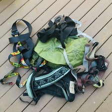 3 Petzl & 1 Black Diamond Sitting Harnesses for Rock and Mountain Climbing