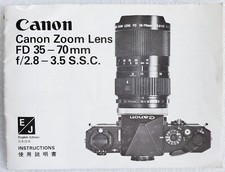 Canon FD35-70mm f/2.8-3.5 SSC Instructions FREE SHIPPING is included