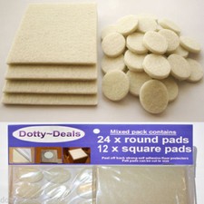 Felt Self Adhesive Pads Protects Wood Vinyl Laminate Floors Mix Pack 12SQ & 24R