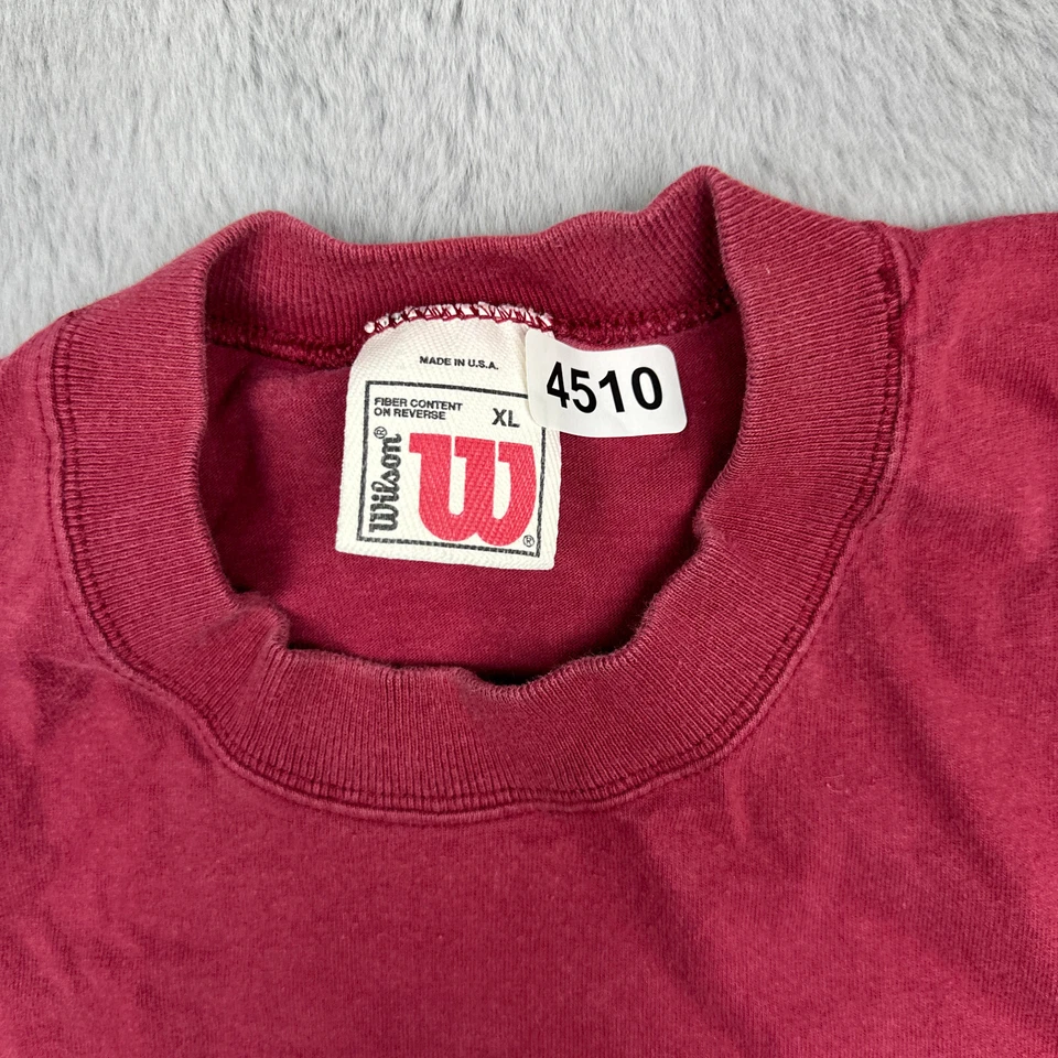 复古 Wilson 衬衫男式特大号红色运动服短袖网球 — 第 2/4 张图片