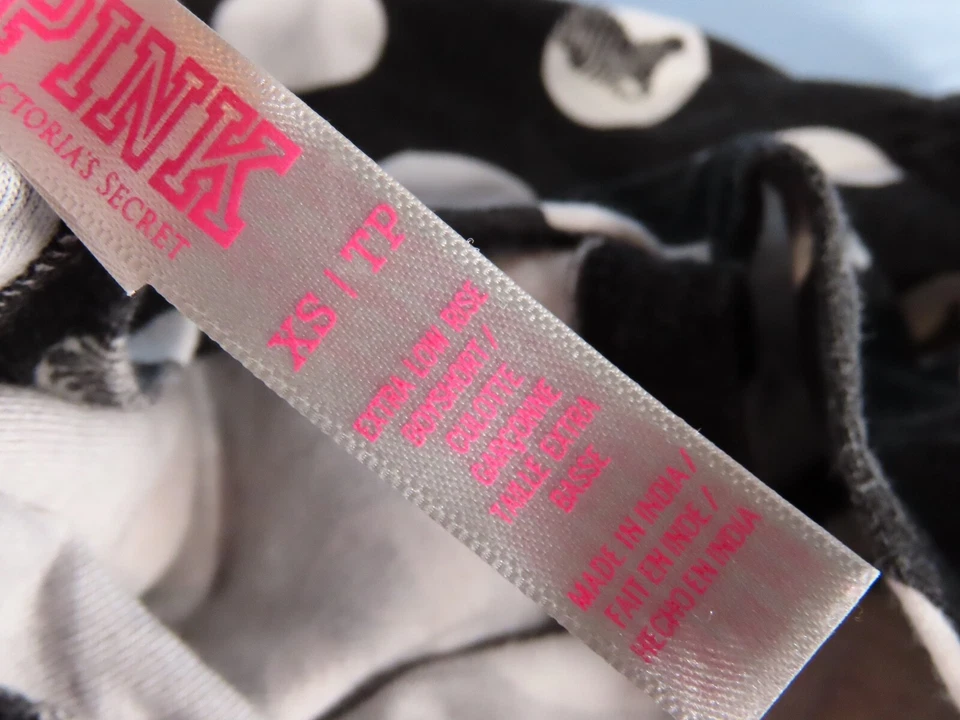 VTG Victoria's Secret Pink EXTRA LOW RISE BOYSHORTS Panties BLACK/WHITE ZEBRA XS - Image 2 of 4