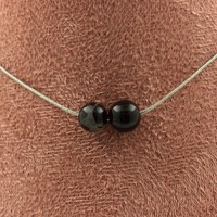 Halskette 2 Perlen Turmalin SchöRl Du Brazilien 8 Mm Kette Stahl Halskette Frau