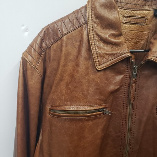 Vintage Roundtree and Yorke Leather Jacket Men's Sz XL Brown Bomber Lambskin - Picture 2 of 21