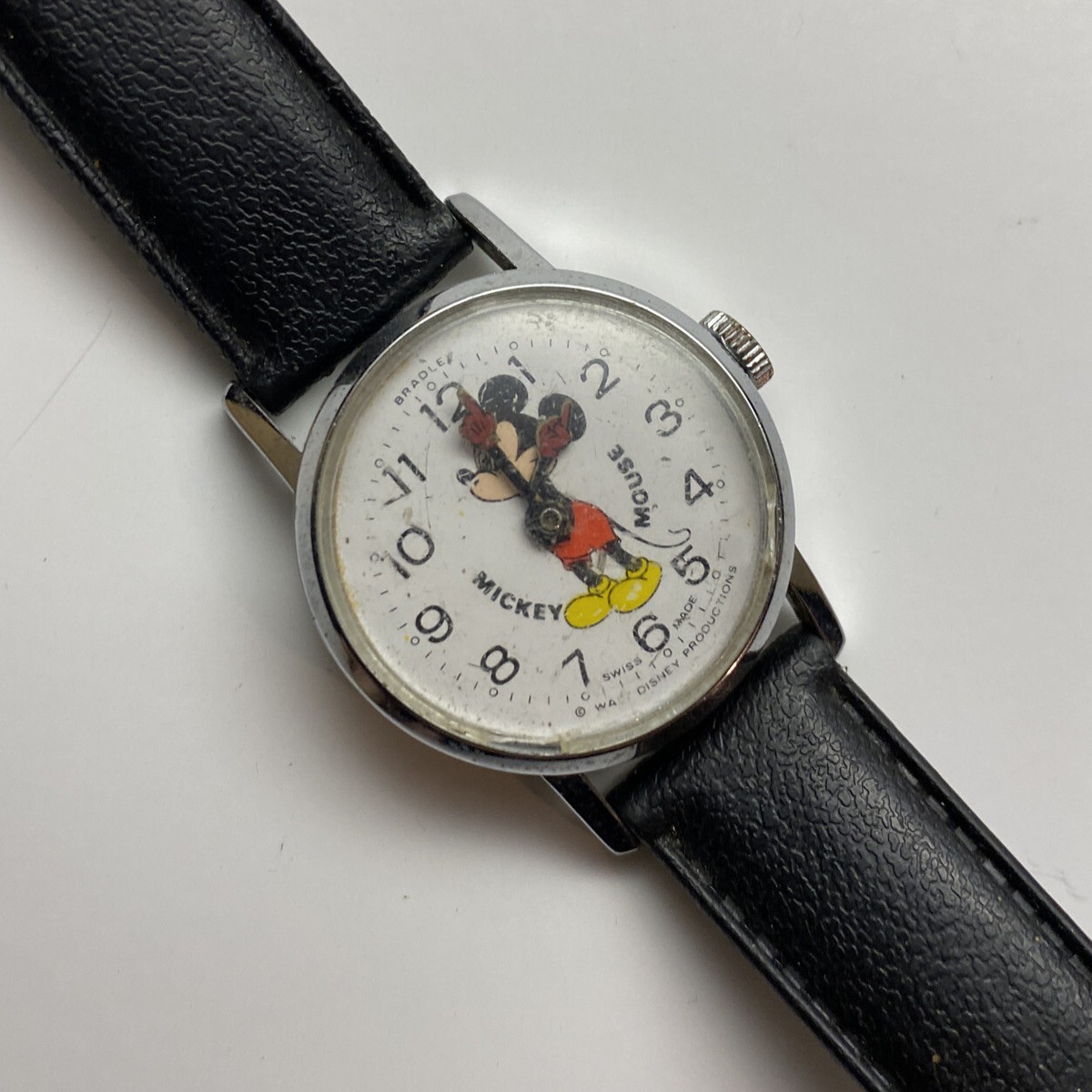 Vintage Bradley Mickey Mouse Watch Swiss Made Mechanical Disney Repair Parts 015 Vintage Bradley Mickey Mouse Watch 015S Parts Or Repair | eBay main image 3