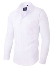 Men's Dress Shirts Long Sleeve Wrinkle-Free Stretch Shirts Solid Formal Butto...
